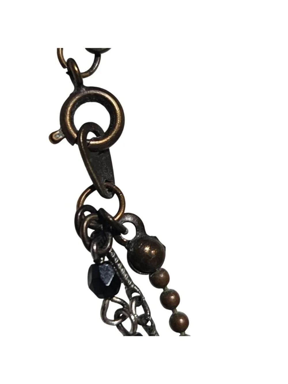 Vintage Beaded Necklace  Layered Multi Strand Black Bronze Fashion Jewelry Women